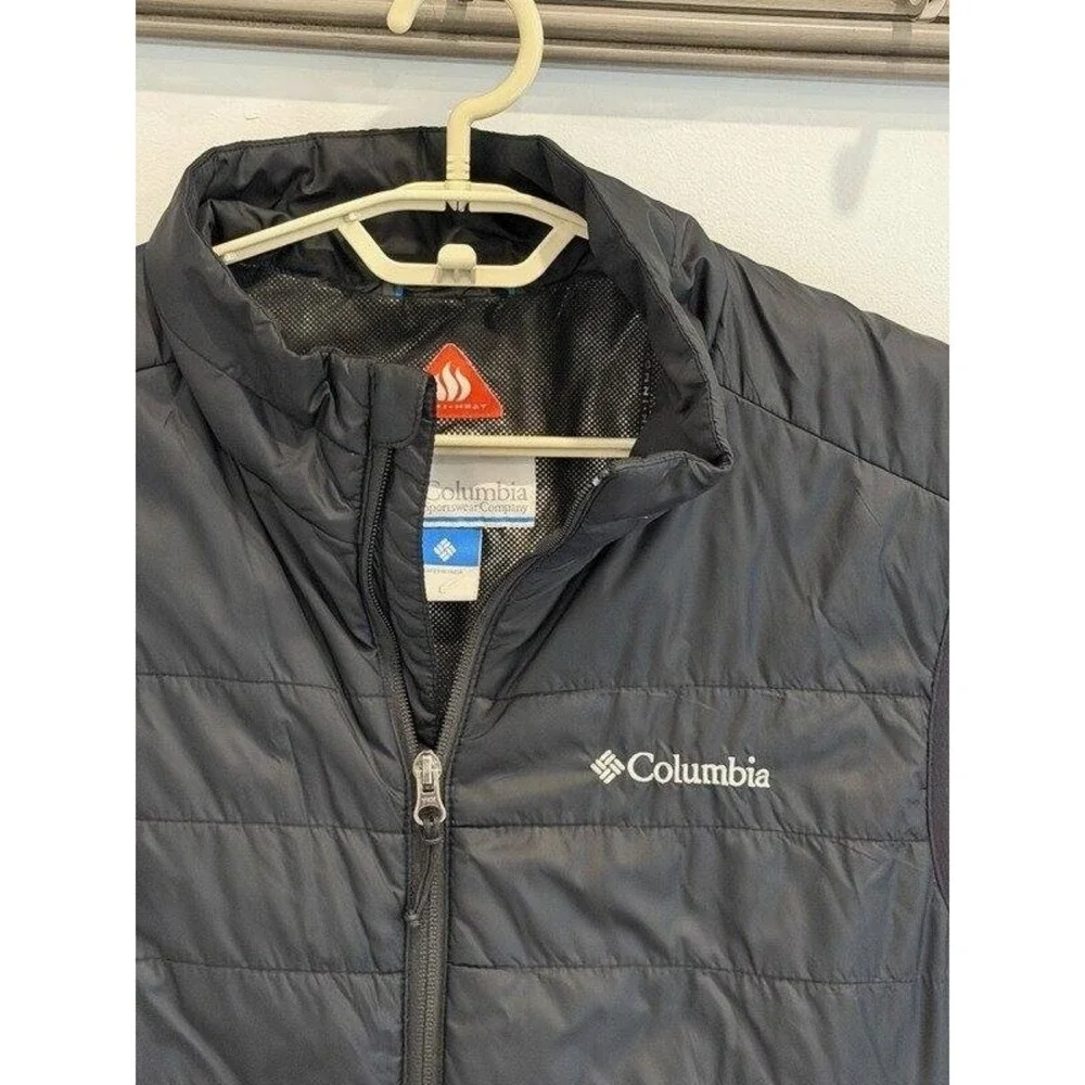 Columbia Mens Omni Heat Black Full Zip Vest Thermal Silver Lined Size Large